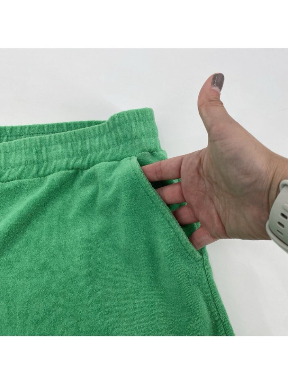 Araminta James Womens XL Terry Cruise Shorts Cotton Pockets Tropical Green - Picture 10 of 11